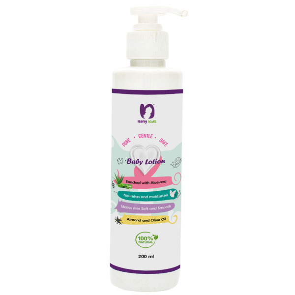 NanyKids Natural Baby Lotion For All Skin Types, Nourishes & Moisturizes Makes Skin Soft & Smooth (200ml) (Pack of 1)