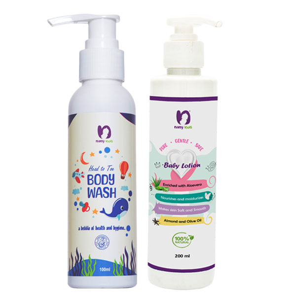 NanyKids Combo Of  Body Wash (100ml)  & Baby Lotion (200ml)